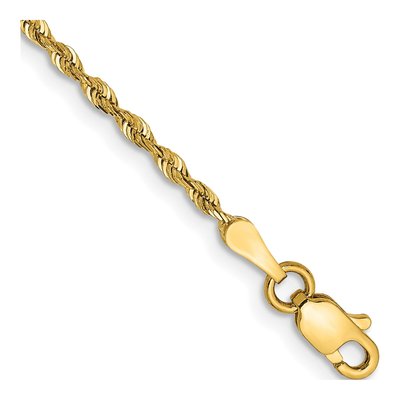 14K Yellow Gold 1.85mm Diamond-Cut Quadruple Rope Chain Bracelet