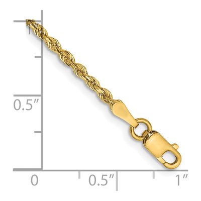 14K Yellow Gold 2mm Diamond-Cut Quadruple Rope Chain Bracelet – view 3