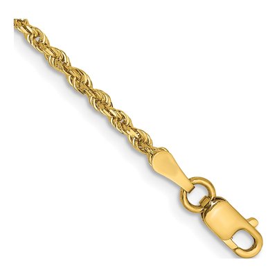 14K Yellow Gold 2mm Diamond-Cut Quadruple Rope Chain Bracelet