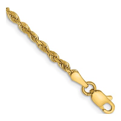 14K Yellow Gold 2.25mm Diamond-Cut Quadruple Rope Chain Bracelet