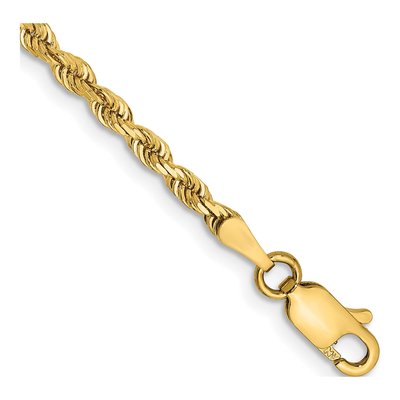 14K Yellow Gold 2.75mm Diamond-Cut Quadruple Rope Chain Bracelet
