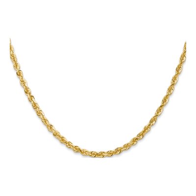 14K Yellow Gold 3mm Diamond-Cut Quadruple Rope Chain – view 3