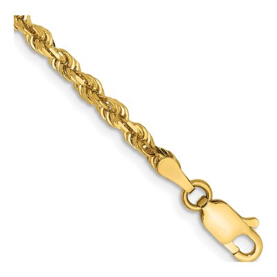 14K Yellow Gold 3mm Diamond-Cut Quadruple Rope Chain Bracelet