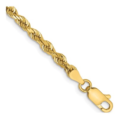 14K Yellow Gold 3.35mm Diamond-Cut Quadruple Rope Chain Bracelet