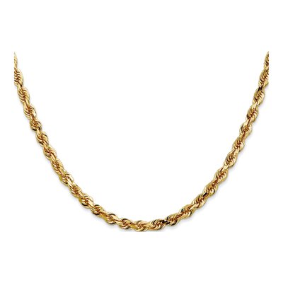 14K Yellow Gold 4mm Diamond-Cut Quadruple Rope Chain – view 3