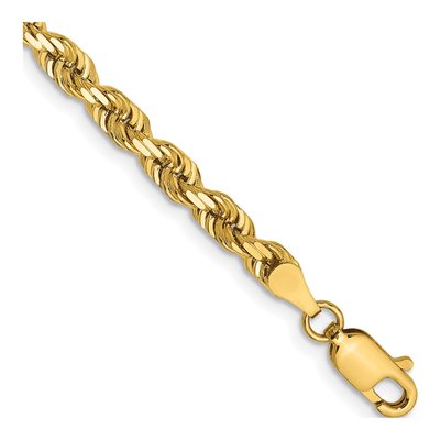 14K Yellow Gold 4mm Diamond-Cut Quadruple Rope Chain Bracelet