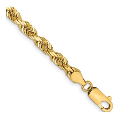 14K Yellow Gold 4.5mm Diamond-Cut Quadruple Rope Chain Bracelet