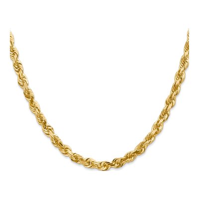 14K Yellow Gold 5mm Diamond-Cut Quadruple Rope Chain – view 3