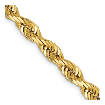 14K Yellow Gold 5mm Diamond-Cut Quadruple Rope Chain