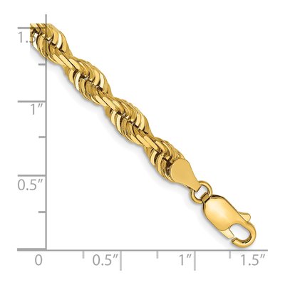 14K Yellow Gold 5mm Diamond-Cut Quadruple Rope Chain Bracelet – view 2