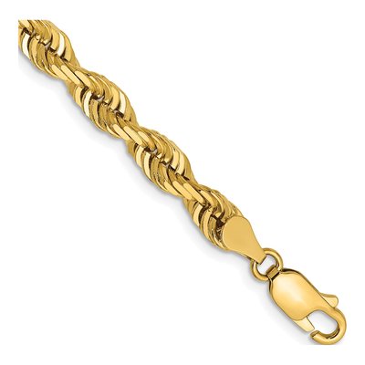14K Yellow Gold 5mm Diamond-Cut Quadruple Rope Chain Bracelet