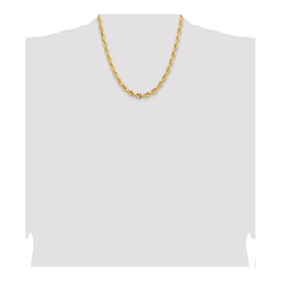 14K Yellow Gold 7mm Diamond-Cut Quadruple Rope Chain – view 5