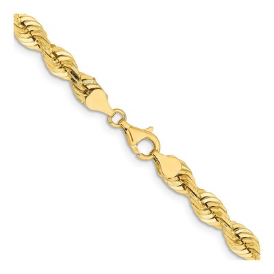 14K Yellow Gold 7mm Diamond-Cut Quadruple Rope Chain – view 4