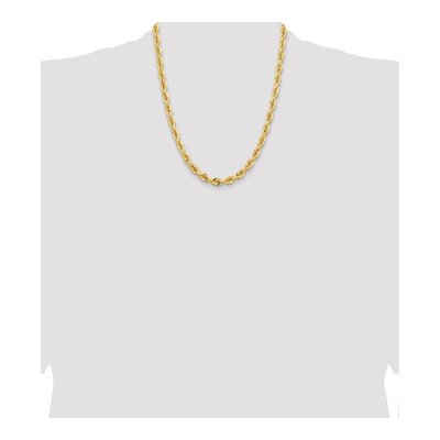 14K Yellow Gold 7mm Diamond-Cut Quadruple Rope Chain – view 5