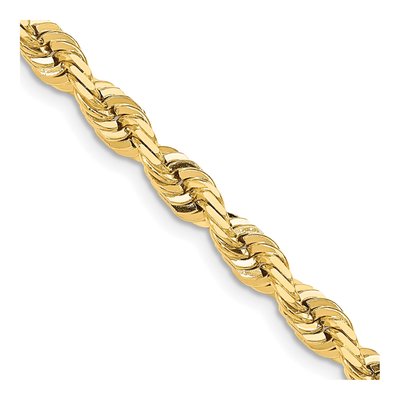 14K Yellow Gold 7mm Diamond-Cut Quadruple Rope Chain
