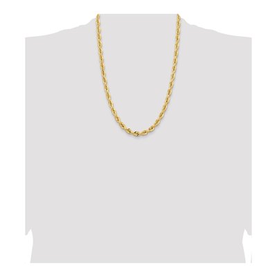 14K Yellow Gold 7mm Diamond-Cut Quadruple Rope Chain – view 5