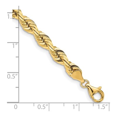 14K Yellow Gold 7mm Diamond-Cut Quadruple Rope Chain Bracelet – view 2
