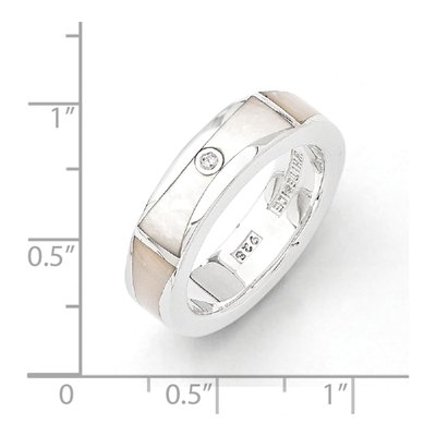 Sterling Silver Mother of Pearl & Diamond 01ct MOP Ring – view 3