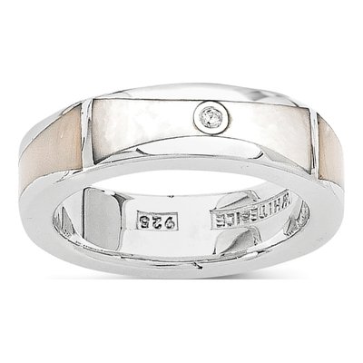 Sterling Silver Mother of Pearl & Diamond 01ct MOP Ring
