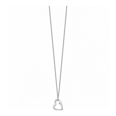 Sterling Silver Diamond Open Heart Necklace – view 3