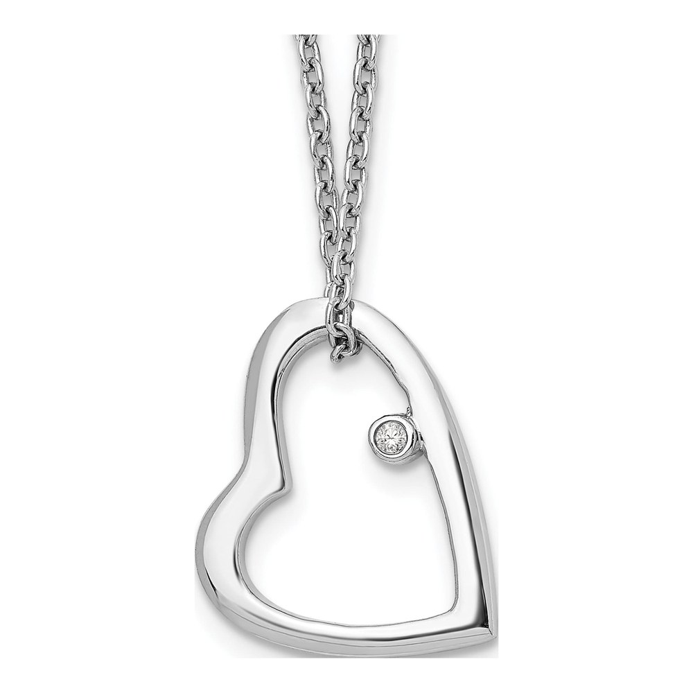 Sterling Silver Diamond Open Heart Necklace