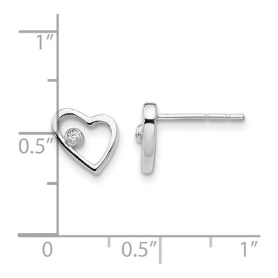 Sterling Silver 1.3mm Round Diamond Open Heart Stud Earrings – view 5