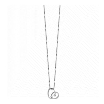 Sterling Silver Diamond Open Heart Necklace – view 3