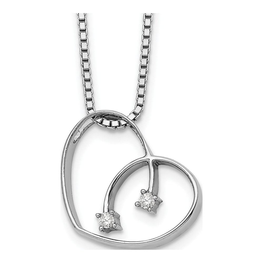 Sterling Silver Diamond Open Heart Necklace