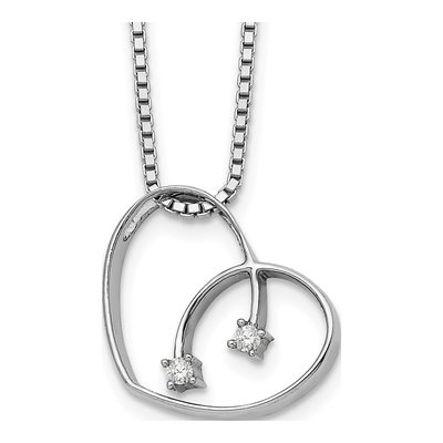 Sterling Silver Diamond Open Heart Necklace