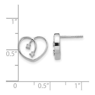 Sterling Silver 1.3mm Round Diamond Heart Stud Earrings – view 5