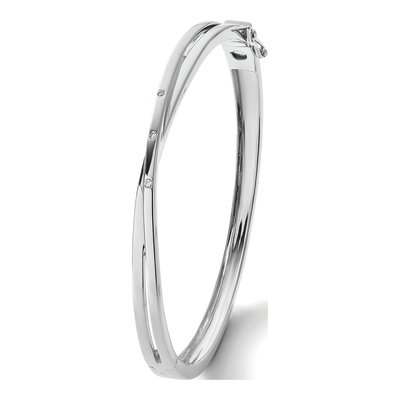 Sterling Silver Diamond Bangle Bracelet – view 8