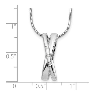 Sterling Silver Diamond Crossover Pendant Necklace – view 4