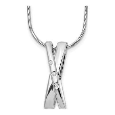 Sterling Silver Diamond Crossover Pendant Necklace