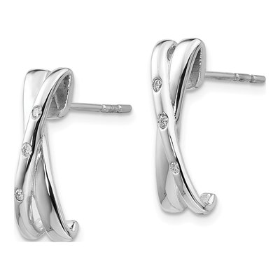 Sterling Silver 1/20 ct tw Diamond Crossover Dangle Earrings – view 3