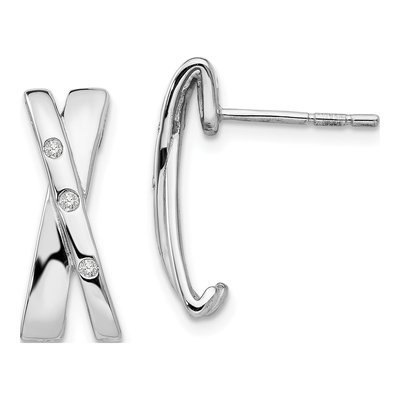 Sterling Silver 1/20 ct tw Diamond Crossover Dangle Earrings