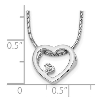 Sterling Silver Diamond Open Heart Necklace – view 4