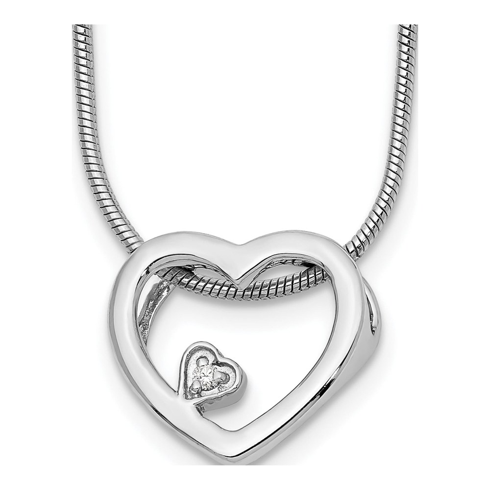 Sterling Silver Diamond Open Heart Necklace