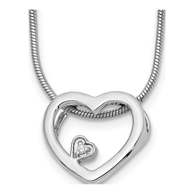 Sterling Silver Diamond Open Heart Necklace