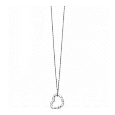 Sterling Silver Diamond Open Heart Necklace – view 3