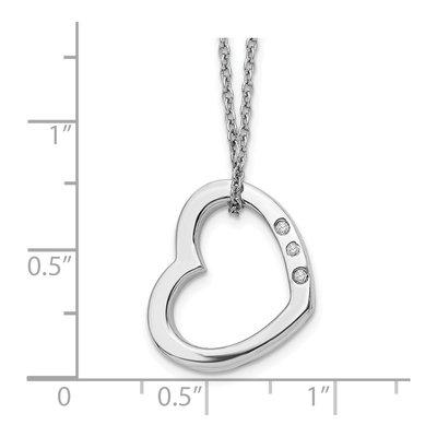Sterling Silver Diamond Open Heart Necklace – view 4
