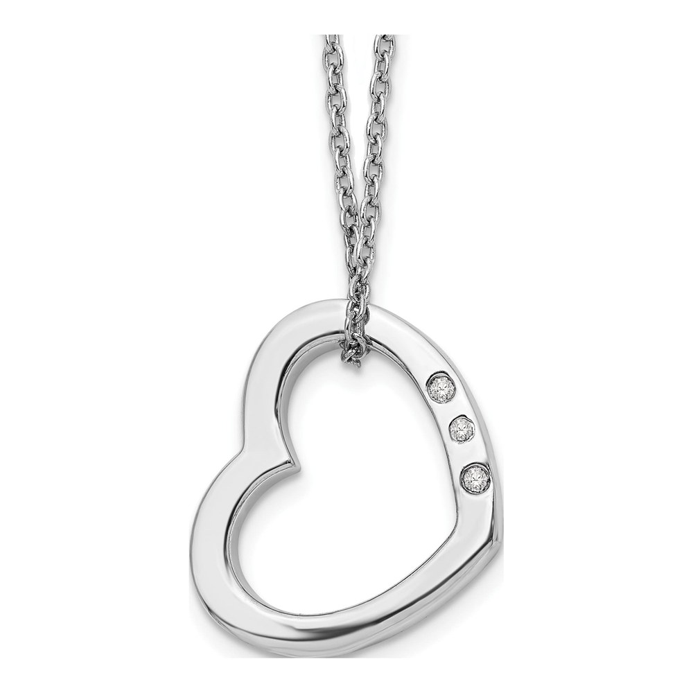 Sterling Silver Diamond Open Heart Necklace