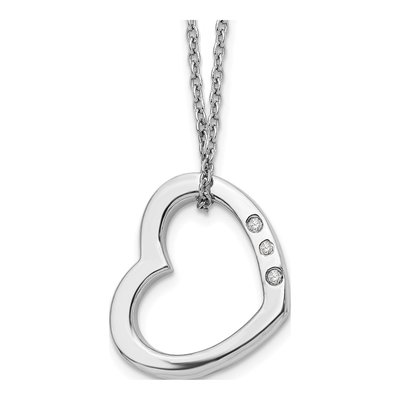 Sterling Silver Diamond Open Heart Necklace
