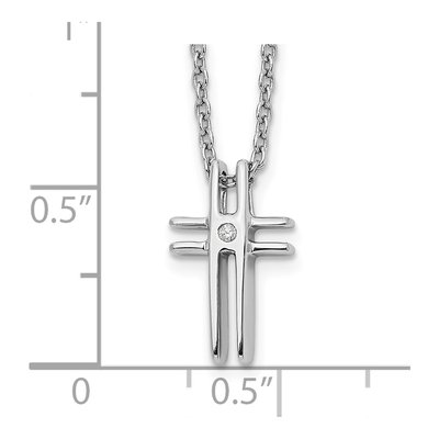 Sterling Silver Diamond Cross Necklace – view 4