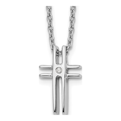 Sterling Silver Diamond Cross Necklace