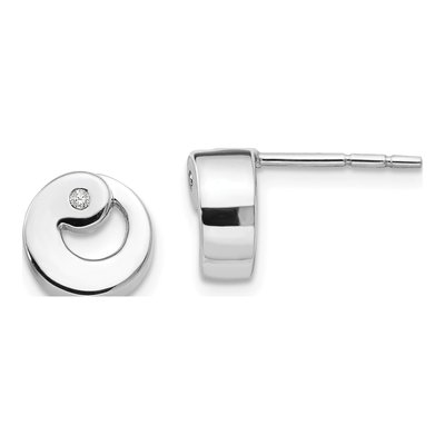 Sterling Silver 1.3mm Round Diamond Stud Earrings