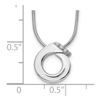 Sterling Silver Diamond Circle Pendant Necklace – view 4