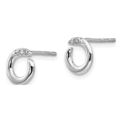 Sterling Silver 1mm Round Diamond Circle Stud Earrings – view 3