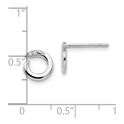 Sterling Silver 1mm Round Diamond Circle Stud Earrings – view 5