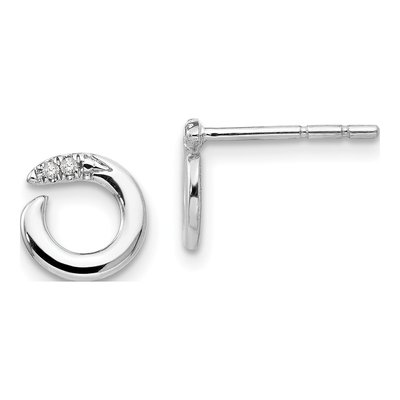 Sterling Silver 1mm Round Diamond Circle Stud Earrings