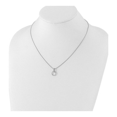 Sterling Silver 1/20 ct tw Diamond Open Circle Pendant Necklace – view 5